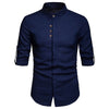 Stand Collar Hidden Button Long Sleeve Shirt