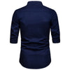 Stand Collar Hidden Button Long Sleeve Shirt