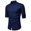 Stand Collar Hidden Button Long Sleeve Shirt