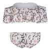 Off Shoulder Printed Cut Out Bikini Set