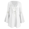 Crochet Front Flare Sleeve Short Dress