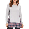 Long Sleeve Checked Panel Top