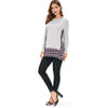 Long Sleeve Checked Panel Top