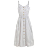 Button Striped Spaghetti Strap Dress