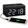 RA002 Digital Radio Clock Dual Alarms Temperature Snooze Day Time Dimmable Backlit 6.5-inch LED Screen