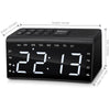 RA002 Digital Radio Clock Dual Alarms Temperature Snooze Day Time Dimmable Backlit 6.5-inch LED Screen
