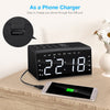 RA002 Digital Radio Clock Dual Alarms Temperature Snooze Day Time Dimmable Backlit 6.5-inch LED Screen