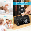 RA002 Digital Radio Clock Dual Alarms Temperature Snooze Day Time Dimmable Backlit 6.5-inch LED Screen