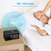 RA002 Digital Radio Clock Dual Alarms Temperature Snooze Day Time Dimmable Backlit 6.5-inch LED Screen