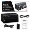 RA002 Digital Radio Clock Dual Alarms Temperature Snooze Day Time Dimmable Backlit 6.5-inch LED Screen