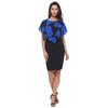 Women Summer Rose Printing Overlay Capelet Slim Sleeveless Dress