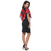 Women Summer Rose Printing Overlay Capelet Slim Sleeveless Dress