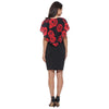 Women Summer Rose Printing Overlay Capelet Slim Sleeveless Dress