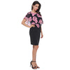 Women Summer Rose Printing Overlay Capelet Slim Sleeveless Dress