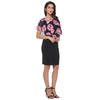 Women Summer Rose Printing Overlay Capelet Slim Sleeveless Dress