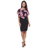 Women Summer Rose Printing Overlay Capelet Slim Sleeveless Dress