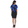 Women Summer Rose Printing Overlay Capelet Slim Sleeveless Dress