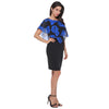 Women Summer Rose Printing Overlay Capelet Slim Sleeveless Dress