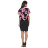Women Summer Rose Printing Overlay Capelet Slim Sleeveless Dress