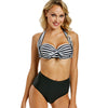 Halter Striped Bowknot Bikini Set
