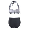 Halter Striped Bowknot Bikini Set