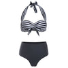 Halter Striped Bowknot Bikini Set