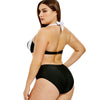 Plus Size Halter Neck Color Block Bikini Set