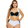 Plus Size Halter Neck Color Block Bikini Set