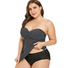 Plus Size Off The Shoulder Polka Dot Ruched Tankini Set