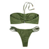 Lady Halter Neck Backless Padded Braided Drawstring Beach Bikini Set