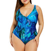 Plus Size Leaf Print Plunge Swimwear