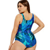 Plus Size Leaf Print Plunge Swimwear
