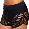 Plus Size Openwork Elastic Waist Shorts