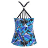 Leaf Print Overlap Swim Top