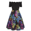 Scalloped Butterfly Print Flare Dress