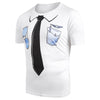 Men Faux Necktie Pocket Print Casual T-shirt