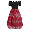 Scalloped Lace Insert Short Sleeve Vintage Dress