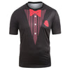 Faux Collar Bowknot Rose Print Casual Short Sleeves T-shirt