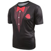 Faux Collar Bowknot Rose Print Casual Short Sleeves T-shirt