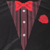 Faux Collar Bowknot Rose Print Casual Short Sleeves T-shirt