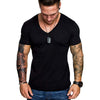 Short Sleeves Solid Color V-neck Man T-shirt
