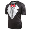 Men Faux Collar Bowknot Print Short Sleeves Casual T-shirt