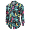 Button Up Cats Print Long Sleeves Casual Shirt