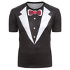 Short Sleeves Faux Collar Print Casual T-shirt