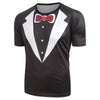 Short Sleeves Faux Collar Print Casual T-shirt