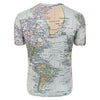 Short Sleeves World Map Print Round Neck Shirt