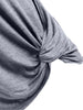 Short Sleeve Skew Neck Knotted Tee