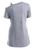 Short Sleeve Skew Neck Knotted Tee