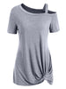 Short Sleeve Skew Neck Knotted Tee
