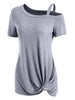 Short Sleeve Skew Neck Knotted Tee